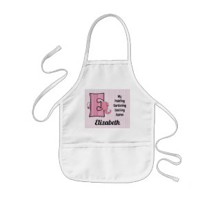 Tablier Enfant Enfant Eléphant Rose Monogrammé E