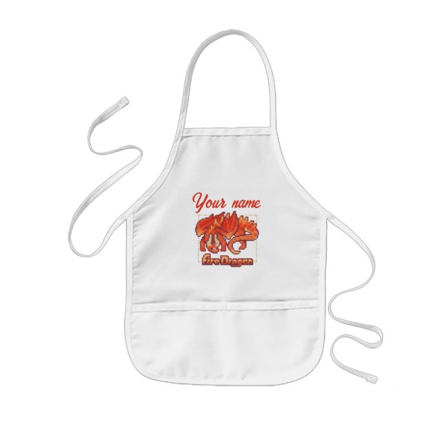 Tablier Enfant Fire dragon, dragon de feu, Pixel Art (Devant)