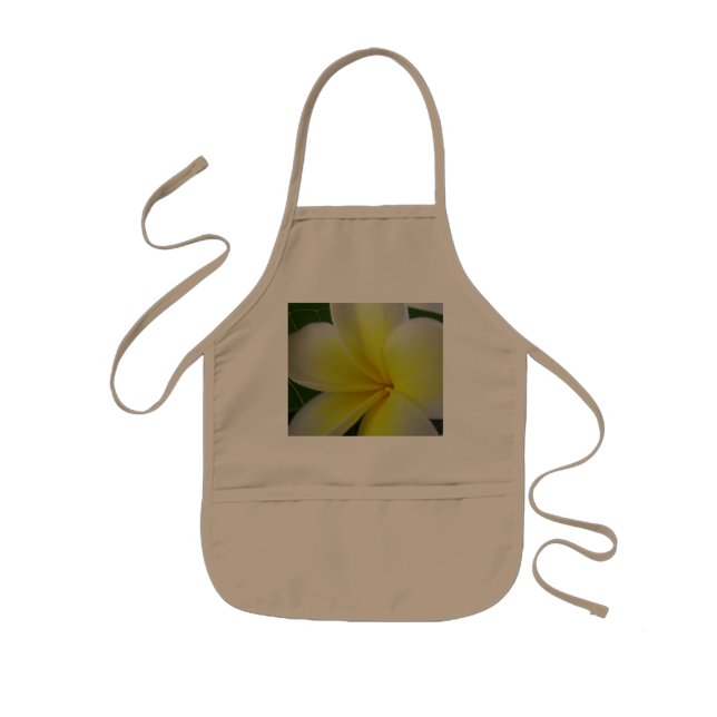 Tablier Enfant Fleur blanche et jaune de Frangipani (Devant)