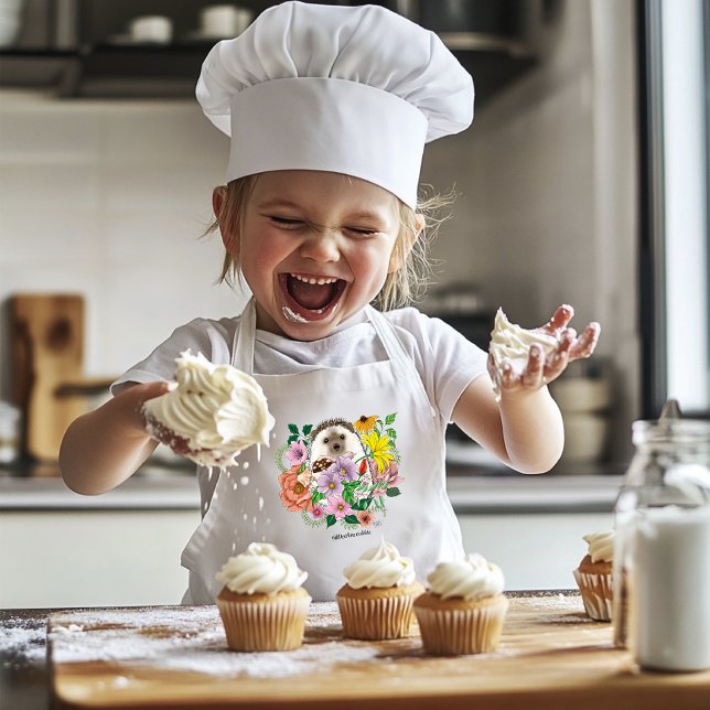 Tablier Enfant Fleurs de hérisson mignonnes (Créateur téléchargé)