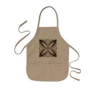 Tablier Enfant Formes circulaires rétro beige et marron