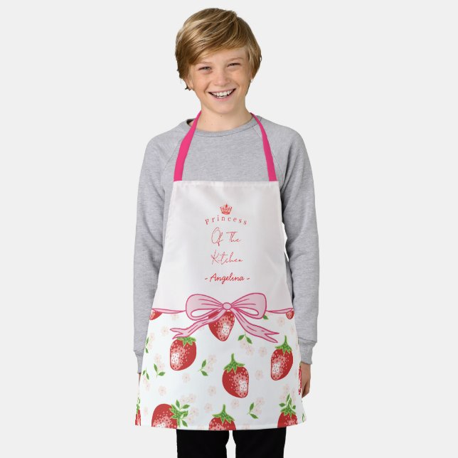 Tablier Enfant Fraise | Nom Personnalisé (Porté)