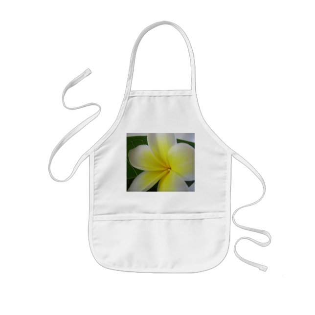 Tablier Enfant Frangipanier blanc et jaune (Devant)