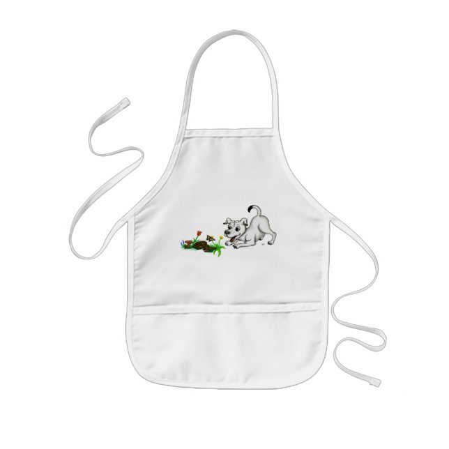 Tablier Enfant Frühlingserwachen, Welpe mit Schmetterling (Devant)