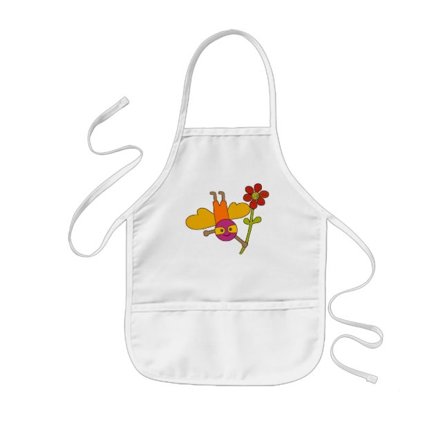 Tablier Enfant Gaffez l'abeille avec la fleur (Devant)