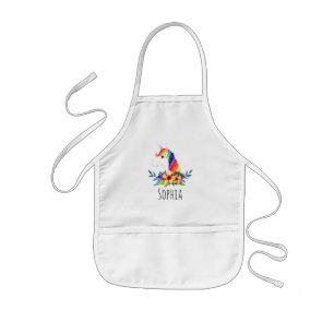 Tablier Enfant Girls Cute Magical Rainbow Unicorn and Name