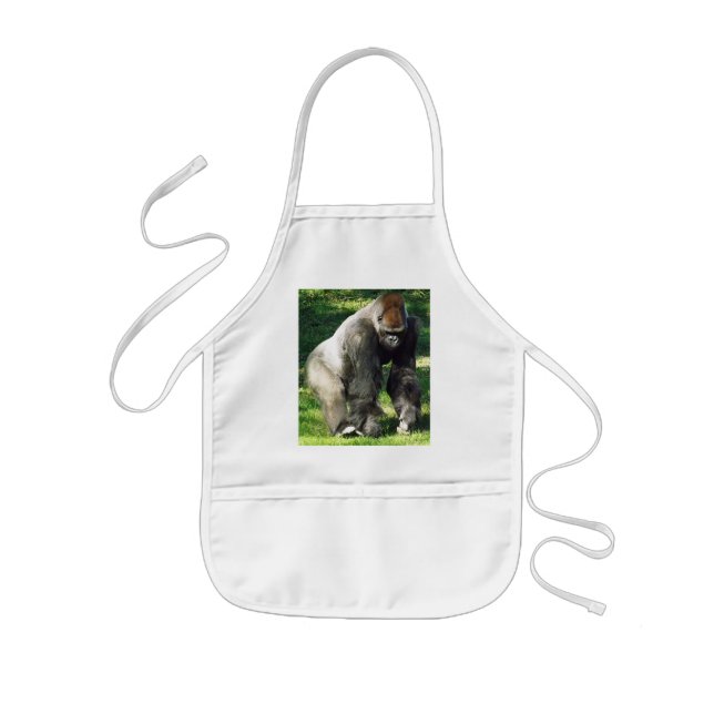 Tablier Enfant Gorille masculin de plaine de Silverback se levant (Devant)