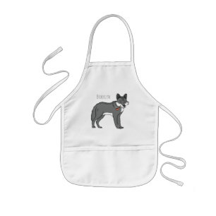 Tablier Enfant Gray wolf with pipe cartoon