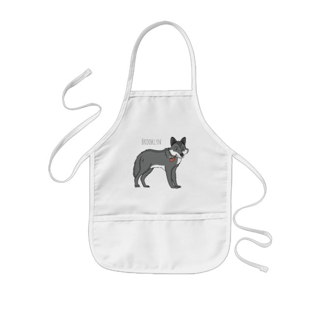 Tablier Enfant Gray wolf with pipe cartoon (Devant)