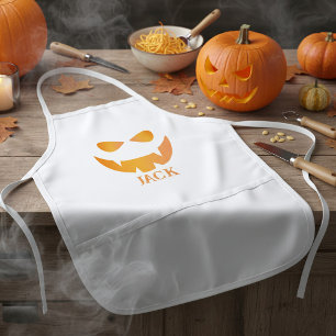 Tablier Enfant Halloween Citrouille Visage Personnalisé Enfants A