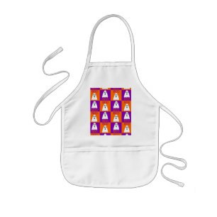 Tablier Enfant Halloween Fantôme Bouh Carrés Violets et Orange