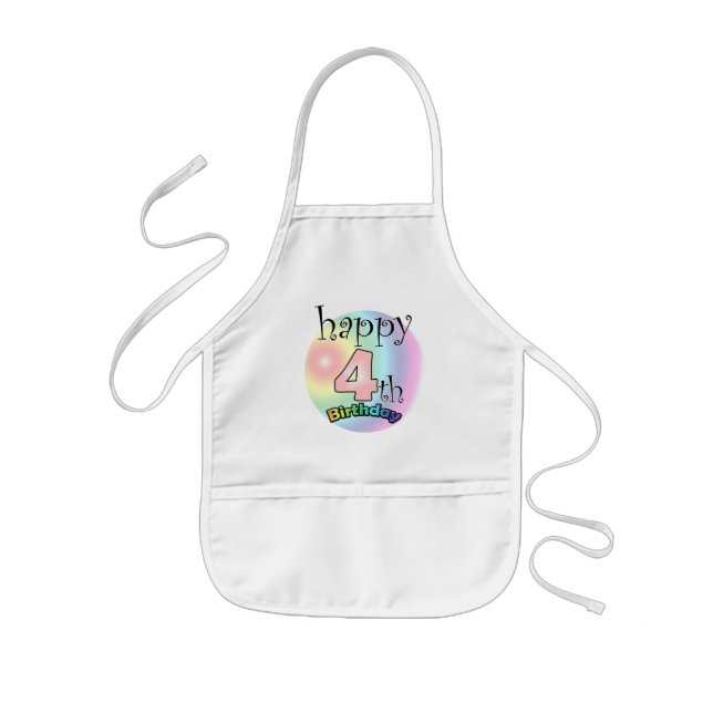 Tablier Enfant Happy 4th Birthday (rose) (Devant)