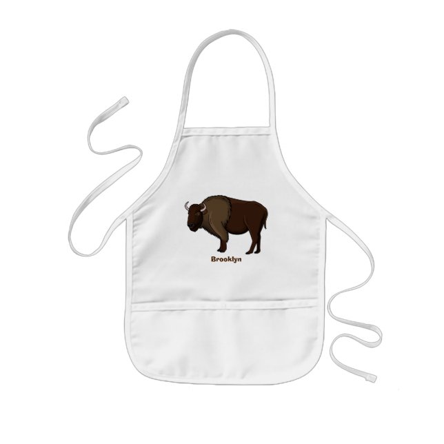 Tablier Enfant Happy American bison buffalo illustration (Devant)