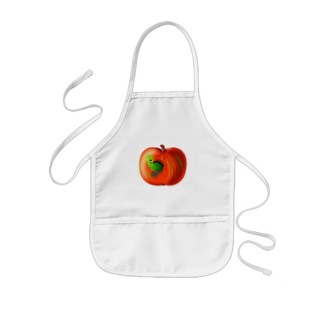 Tablier Enfant Happy Worm Dans Red Apple Apron pour enfants (Devant)