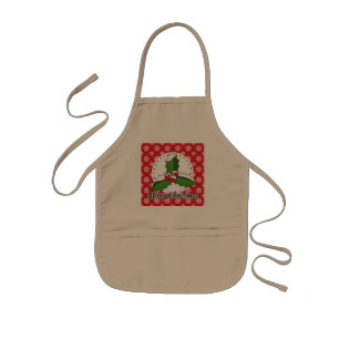 Tablier Enfant Holly on Red White Snowflakes