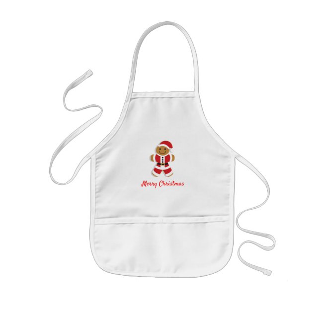 Tablier Enfant Homme de pain d'épices père Noël | Apron pour enfa (Devant)