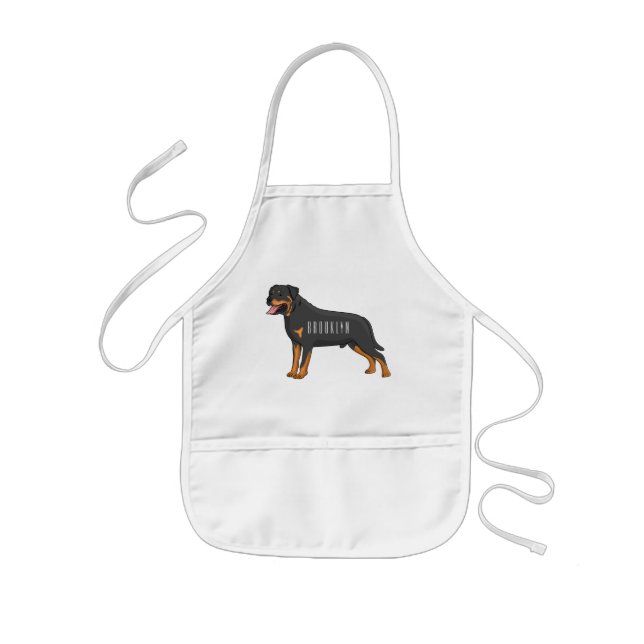 Tablier Enfant Illustration de chien Rottweiler (Devant)