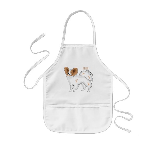 Tablier Enfant Illustration de dessin pour chien de Papillon (Devant)
