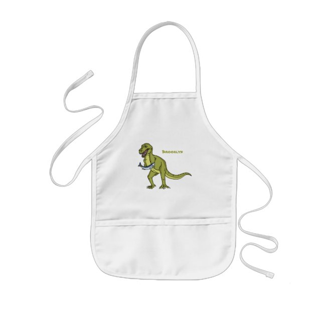 Tablier Enfant Illustration de dinosaure T rex drôle (Devant)
