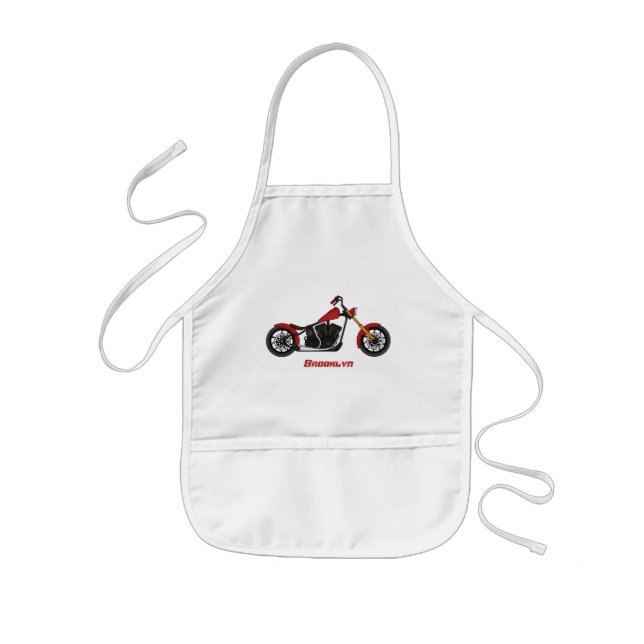 Tablier Enfant Illustration de moto de style chopper (Devant)