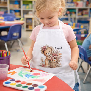 Tablier Enfant Illustration de nounours mignon pour le printemps