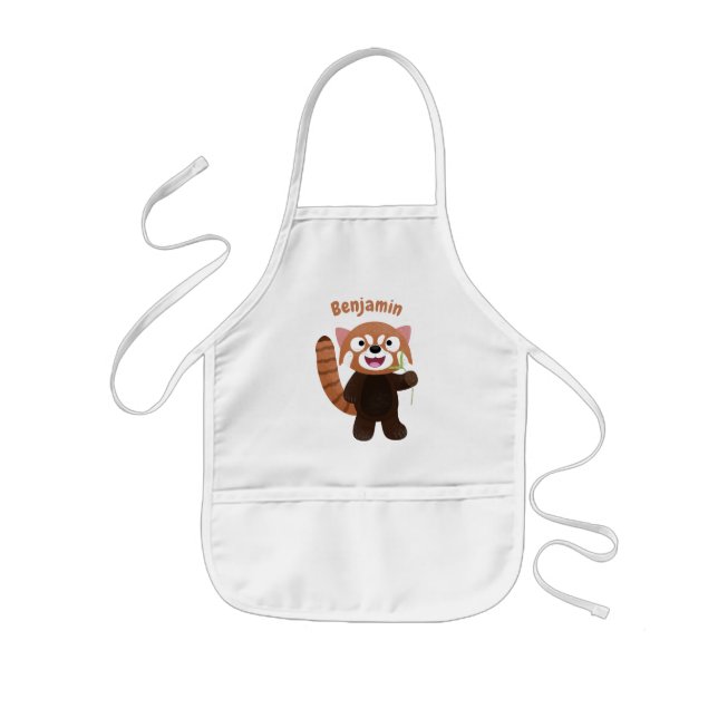 Tablier Enfant Illustration de panda rouge mignon (Devant)