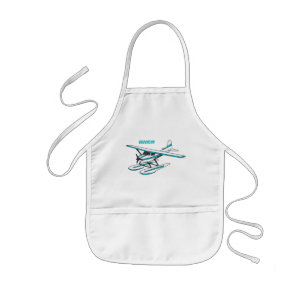Tablier Enfant Illustration d'hydravion bleu blanc