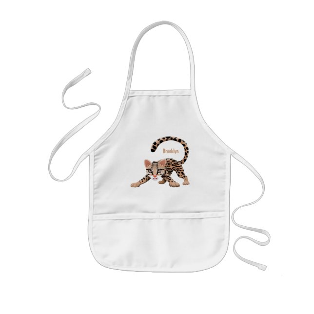 Tablier Enfant Illustration d'ocelot mignon (Devant)