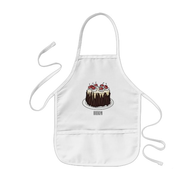 Tablier Enfant Illustration du gâteau de la Forêt-Noire (Devant)