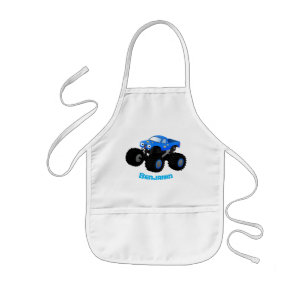 Tablier Enfant Illustration d'un camion monstre bleu mou