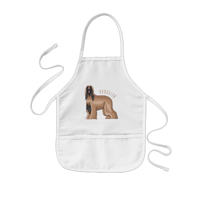 Tablier Enfant Illustration d'un chien hound afghan (Devant)