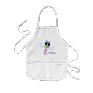Tablier Enfant Illustration d'une libellule bleu et rose