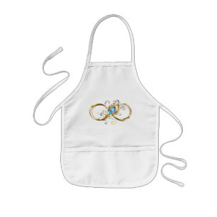 Tablier Enfant Infinité avec plume de paon doré