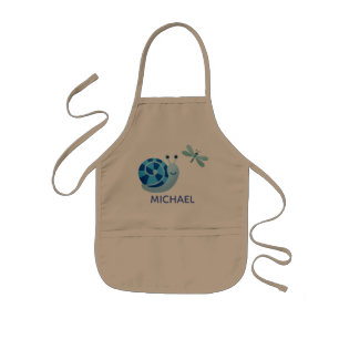 Tablier Enfant Jardin de l'escargot bleu et de la libellule