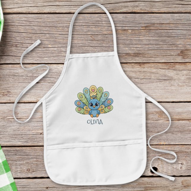 Tablier Enfant Joli bébé paon Chibi (Créateur téléchargé)