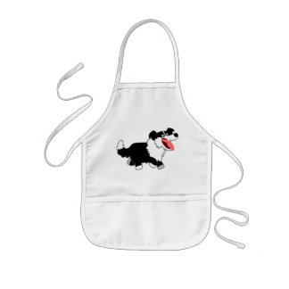 Tablier Enfant Joli Cartoon Bordure Collie Enfants Apron