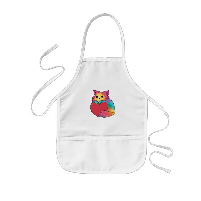 Tablier Enfant Joli Chat Cœur (Devant)