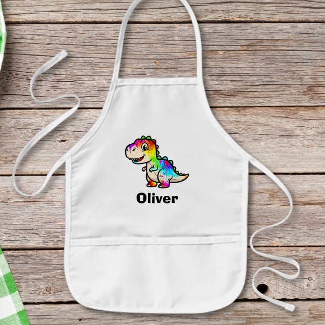 Tablier Enfant Joli dinosaure avec éclaboussures de peinture colo (Créateur téléchargé)