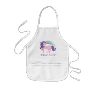 Tablier Enfant Joli licorne rose et violet et arc-en-ciel