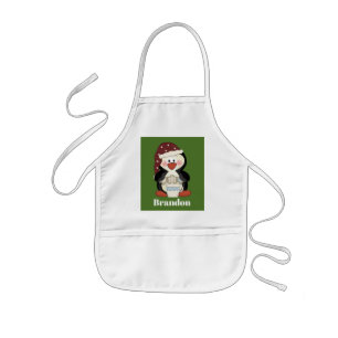 Tablier Enfant Joli Noël cacao pingouin enfants ajouter le nom ap