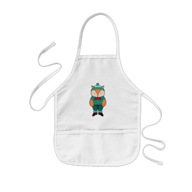 Tablier Enfant Joli renard vert (Devant)