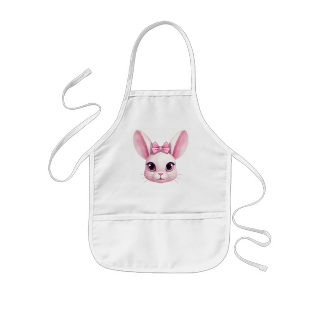 Tablier Enfant Joli Rose Bunny de Pâques Cadeau bébé T-shirt fill (Devant)