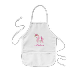 Tablier Enfant Jolie main tirée rose Unicorn Kid's Apron HP