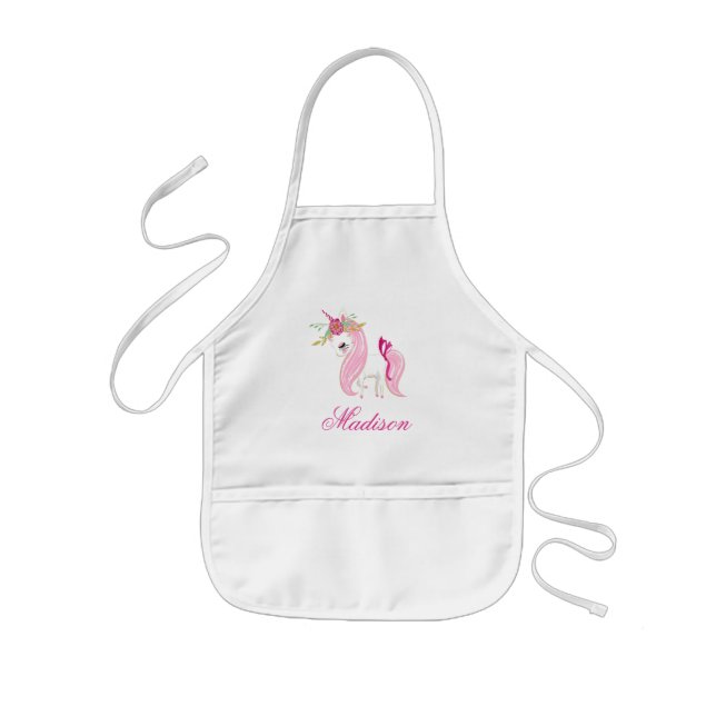 Tablier Enfant Jolie main tirée rose Unicorn Kid's Apron HP (Devant)
