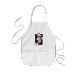 Tablier Enfant Jolis poissons Koï aux couleurs rouge, blanc et no