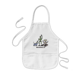 Tablier Enfant Joyeux joli dessin de trois robots trio