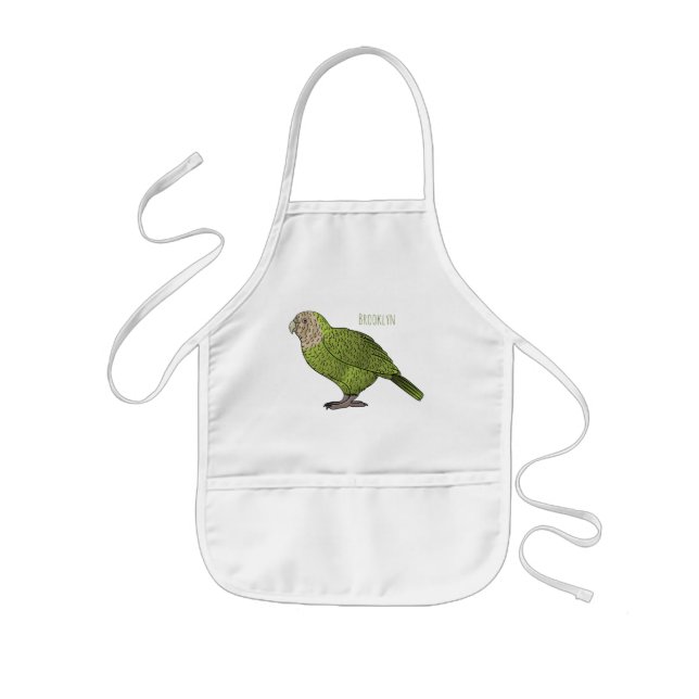 Tablier Enfant Kakapo bird cartoon illustration (Devant)