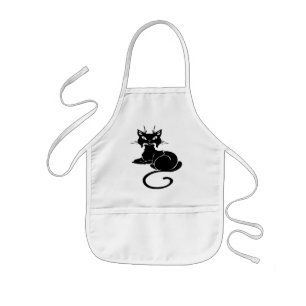 Tablier Enfant Kitty noir mignon