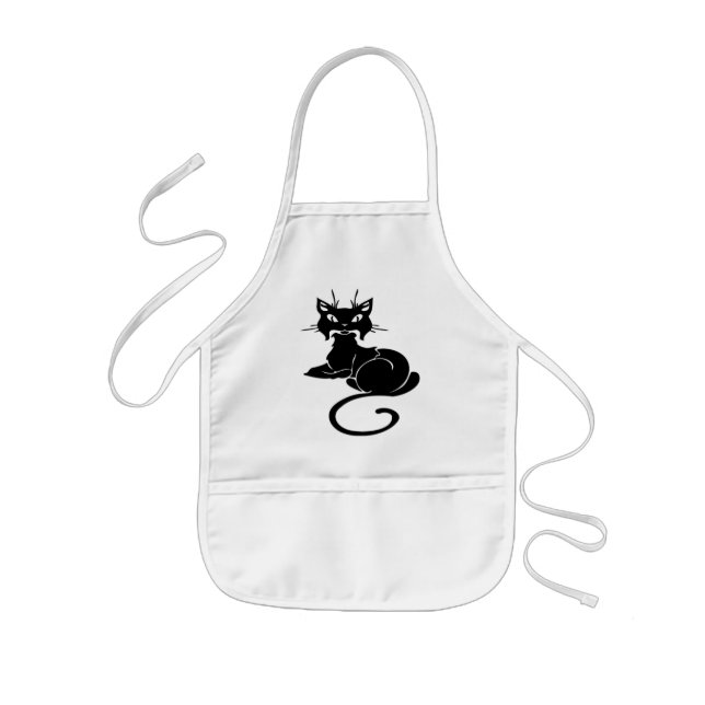 Tablier Enfant Kitty noir mignon (Devant)