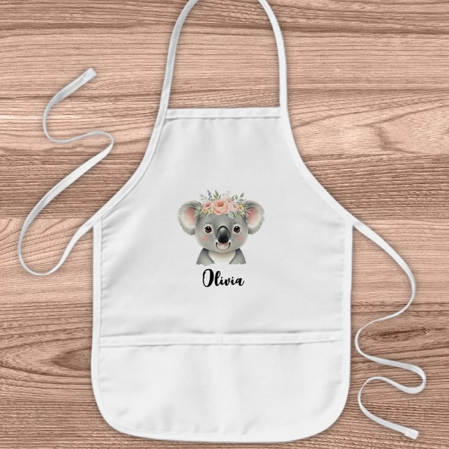 Tablier Enfant Koala mignon avec couronne florale  (Créateur téléchargé)